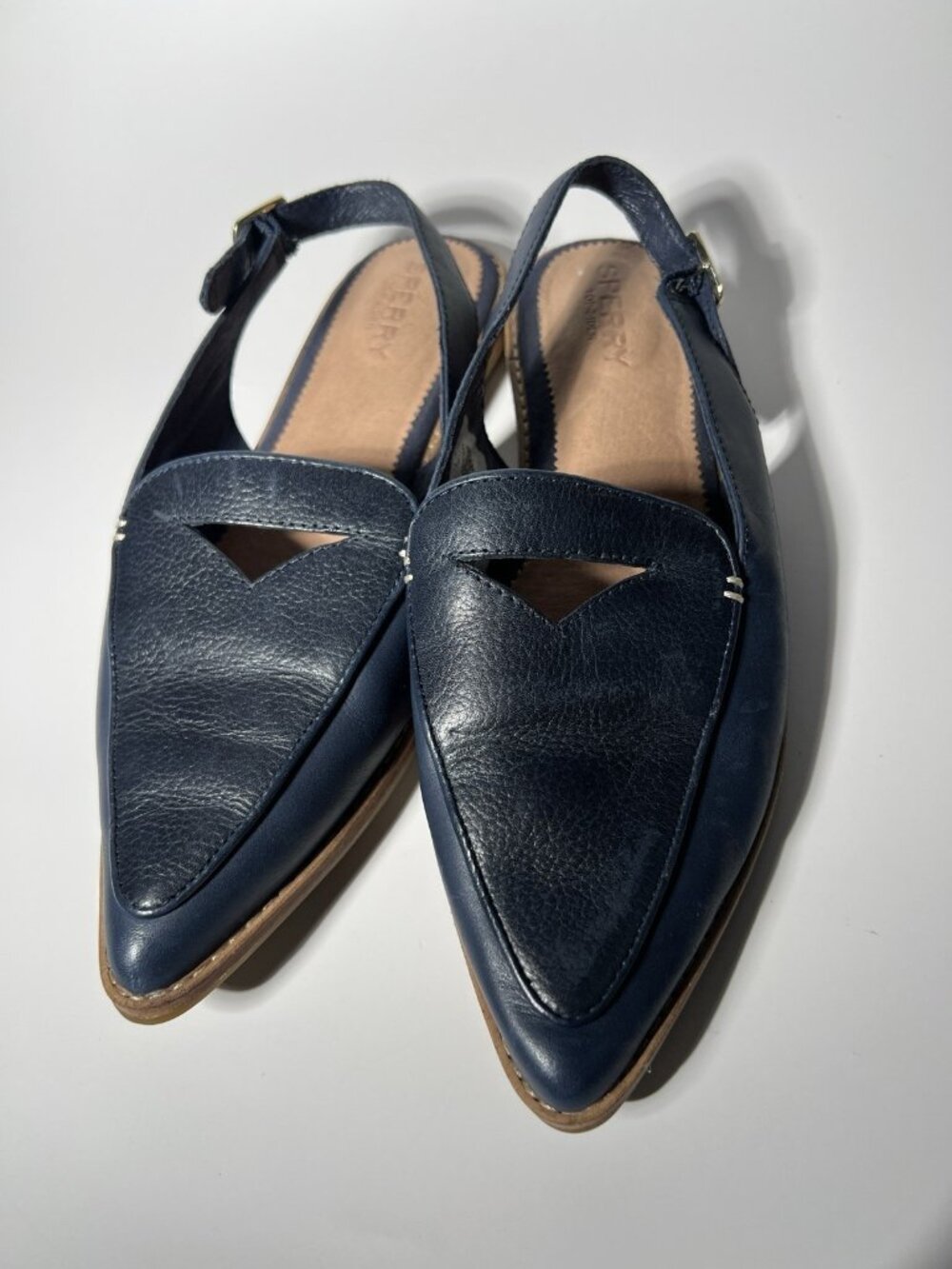 Sperry Saybrook Women’s Blue Leather Slingback Loafers Size 7.5